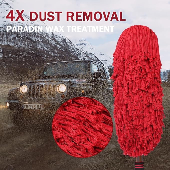 Car Cleaning Supplies Duster, Exterior Scratch Free with Wax Cotton Hair, Dust Brush with Extendable Telescoping Handle to Remove Dust Pollen for RV Truck Motorcycle, Gifts for Men Women