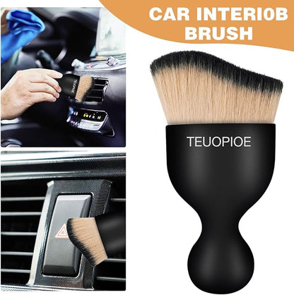 Car Interior Cleaning Brush, Car Duster Interior,Car Detailing Brush Dusting Brush,Car Interior Cleaning Tool, Auto Soft Hair Car Brush,Auto Interior Dust Brush for Air Vents(Brown Black)