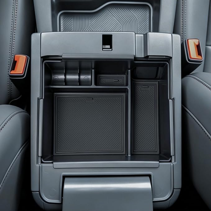 TOPINSTALL 2026 Upgraded Console Tray Compatible with 2026 Ford Explorer Accessories, Deep Armrest Storage Box Center Console Organizer Tray with Coin Holder & Non-Slip Mats, Black Trim