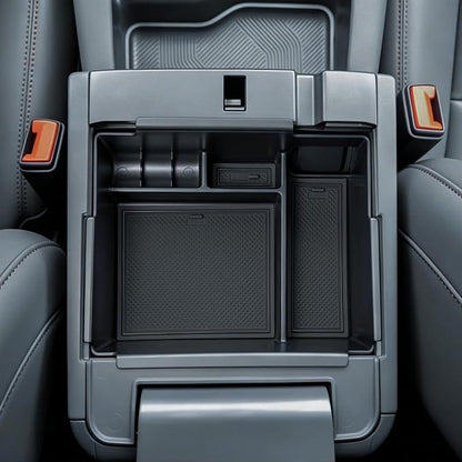 TOPINSTALL 2026 Upgraded Console Tray Compatible with 2026 Ford Explorer Accessories, Deep Armrest Storage Box Center Console Organizer Tray with Coin Holder & Non-Slip Mats, Black Trim