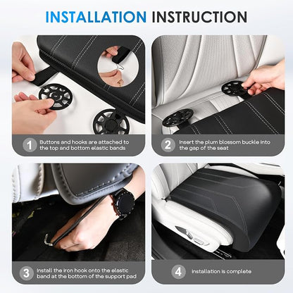 FLORICH Car Seat Extender Leg Extender Support Cushion for Driver Seats Office Chair, Leather Carseat Leg Support for Long Drivers Universal Car Seat Cushion Legs Rest Pads-Warm Black
