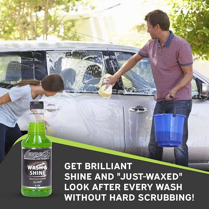 LANE'S Car Soap Car Wax Soap Car Wash Mitt the Perfect Wax Shampoo for Auto Detailing/Interior Care Products High Foaming With Gentle & Concentrated Formula - E-206-16oz