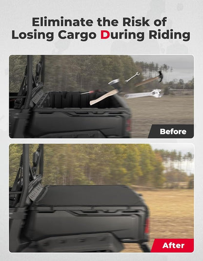 KEMIMOTO Tonneau Covers Compatible with Can-Am Defender HD 5/7/ 8/9/ 10 DPS XT XMR Max 2016-2024 Cargo Bed Cover Net Bed Rail Cargo Protection with Straps