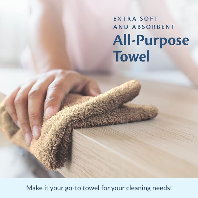 Car Care Essentials Wash Dry and Detail Towels, Set of 12, Beige, 100% Ring Spun Cotton, 16” X 27”, 4.25 lbs. per dz. Heavy Thick, Premium Multi-Purpose Towels