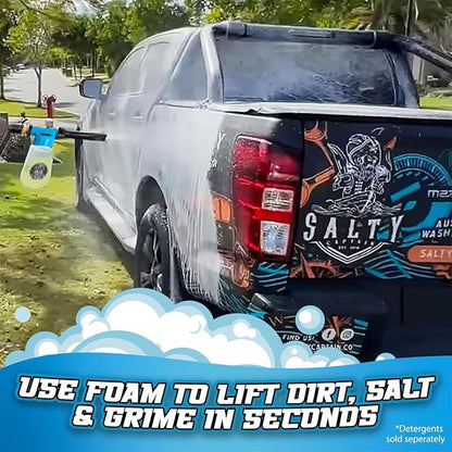 Salty Captain Foam Cannon For Hose – The Ultimate Foam Blaster that Connects to Any Garden Hose – Professional Car Wash Gun & Boat Wash with Concentration Adjustment – Scratch-Free Cleaning for Boats