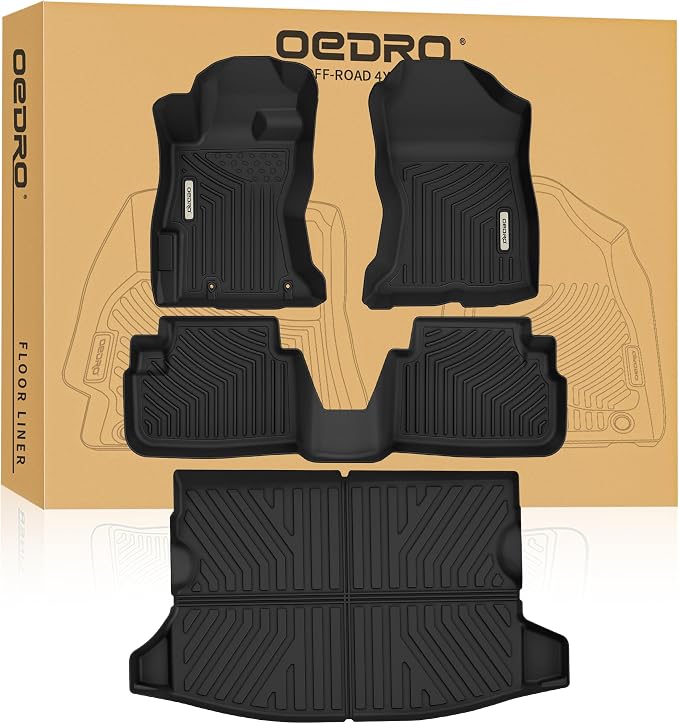OEDRO Floor Mats Fit for 2018-2023 Subaru Crosstrek/ 2017-2023 Impreza, Custom Fit All Weather Subaru Crosstrek Accessories 2 Row Floor Mats & Cargo Liner Full Set Liners
