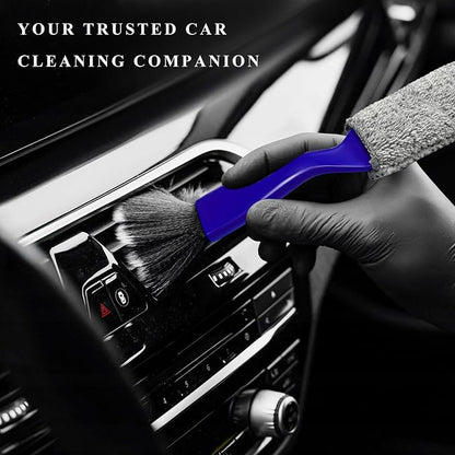 2 in 1 Duster for Car Clean, Portable Double Head Auto Detailing Brush, Soft Double-Ended Dust Removal Brush Interior Cleaning Tool for Most Vehicles, Car Accessories (Blue)