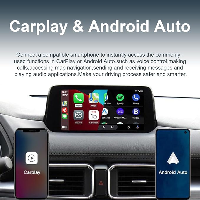 Mazda Apple CarPlay & Android Auto Retrofit Kit (2025 Upgrade) - OEM TK78-66-9U0C Hub for MZD Connect - Compatible with Mazda 2/3/6/CX-3/CX-5/CX-9/MX-5 (2015-2020 Models) (P2)