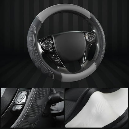GIANT PANDA Microfiber Leather Steering Wheel Cover for Honda Accord,Civic,CR-V,HR-V,Pilot(Black+Gray-Standard Size)
