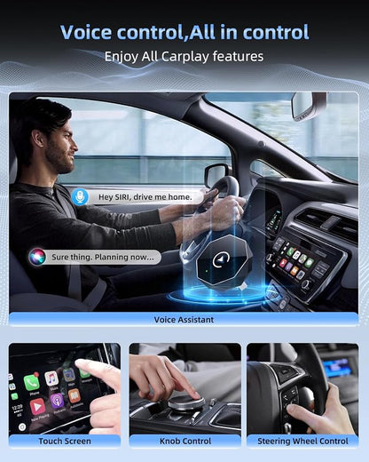 Wireless CarPlay Adapter for iPhone,Mini USB Design,2026 Upgrade with Built-in Wired for Apple CarPlay Plug and Play Fast Stable Connection Car Play for iPhone & Android (ZS01)