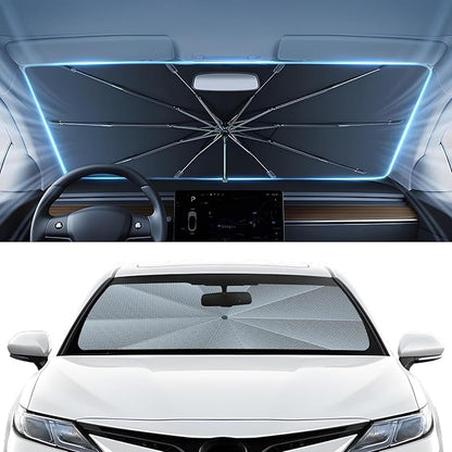 Autorder Windshield Sun Shade Umbrella for 2018-2024 Toyota Camry Accessories,Upgraded Ice Crystal Material,Easy Setup Umbrella Sunshade for Car Windshield,100% Sun Blocking