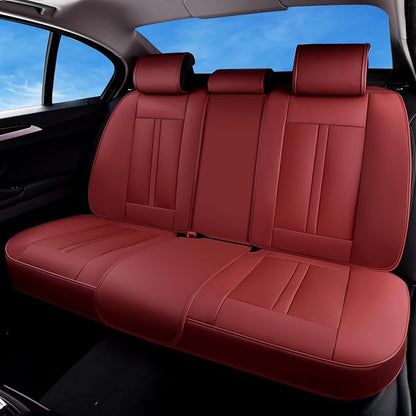 Huidasource Rear Car Seat Cover Luxury Nappa Leather, Rear Seat Cover with Velcro Adjustable, Ventilation Holes, Child Seats, Back Seat Covers for Cars Universal Fit for Most Cars SUV Trucks, Red