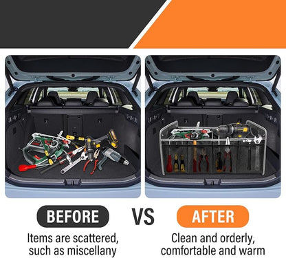 Car Trunk Organizer, Trunk Storage Box with Handle For Dodge Charger Challenger Durango, Collapsible 2 Compartment Automotive Storage Box, Waterproof Oxford Polyester Travel Accessories (B)