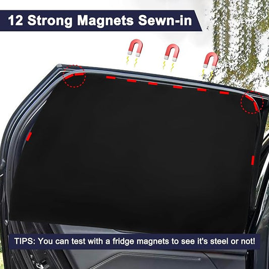 Ovege Car Window Shades Magnetic Suedette - Back Seat 2pcs Privacy Curtain UV Protection