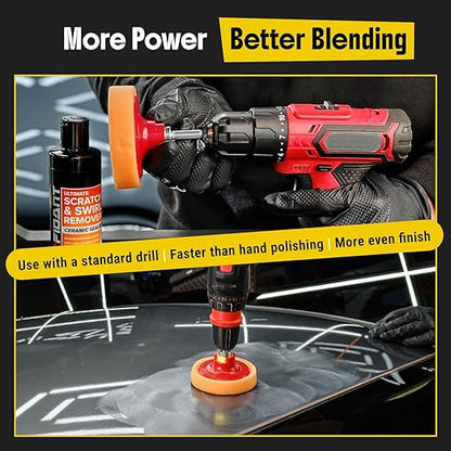 Carfidant Scratch and Swirl Remover - Car Scratch Remover for Vehicles Paint - Polishing Compound for Cars - Paint Restorer Kit with Pad, Microfiber and Drill Attachment