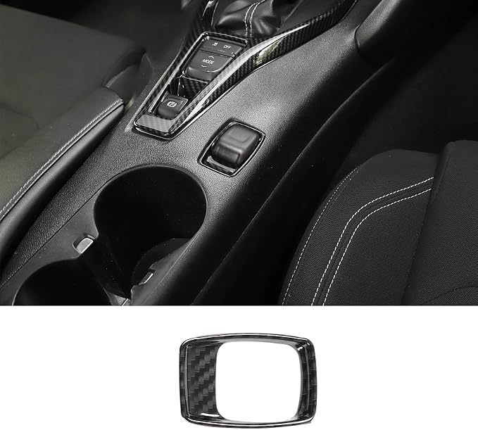 RT-TCZ Carbon Fiber Center Console Gear Shift Panel Trim Cover Cup Holder Frame Shift Knob Cover Sticker Interior Decoration Kit Accessories for 2017 2018 2019 2020 2021 2022 Chevrolet Camaro, 4 PCS