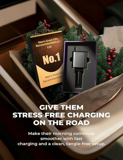 LISEN Retractable Car Charger, 84W Car Charger USB C Fast Charger Adapter, Car Accessories for Men Women, Gifts for Fathers Day for Men Dad Husband, for iPhone 17 16 15 14 13 12 Pro Max, Christmas | Multiple Ports Car Charger, Retractable Car Charger F...