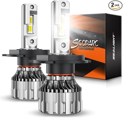 SEALIGHT H4 LED Bulbs, 46000LM Super Bright, 6500K Cool White H4 Bulbs with 15,000RPM Turbo Cooling Fan, 10-Year Lifespan, Pack of 2
