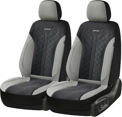 Coverado Front Seat Covers, Automotive Seat Covers 2 Seats, Leather Car Protectors 2-Pack, Auto Seat Covers Spill-Proof Design Universal Fit for SUV, Vans, Sedan, Truck