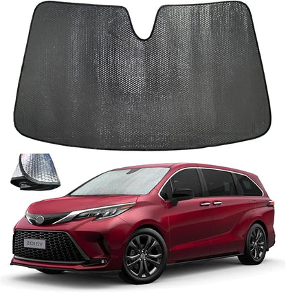 Car Windshield Sun Shade for 2021-2024 2025 2026 Toyota Sienna L LE SE XLE Limited Van Minivan Front Window Sunshade Sun Visor Protection Cover Accessories -5-Layer Bubble Foldable Thicken Block