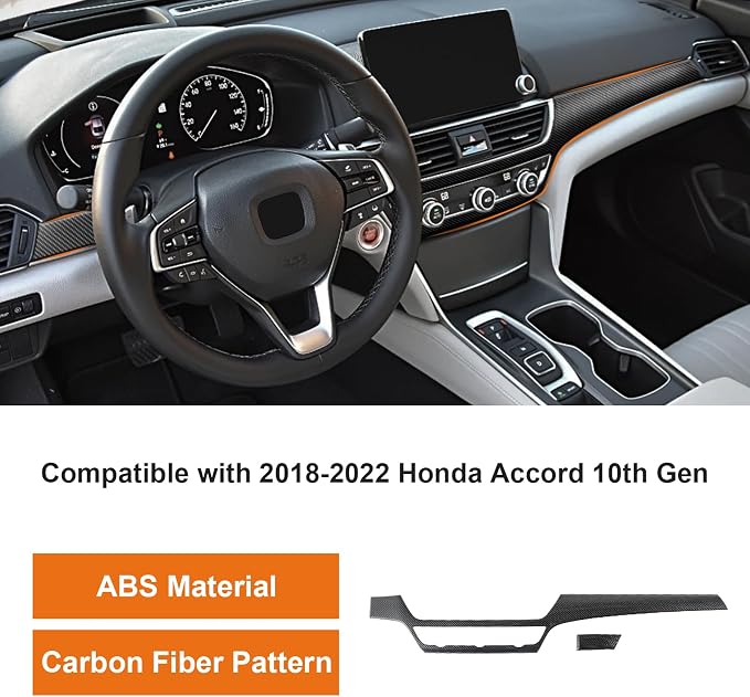 Carbon Fiber Dashboard Air Vent Trim Cover Compatible with Honda Accord 2018–2022, Interior AC Outlet Vent Decor Accessories for 10th Gen Accord