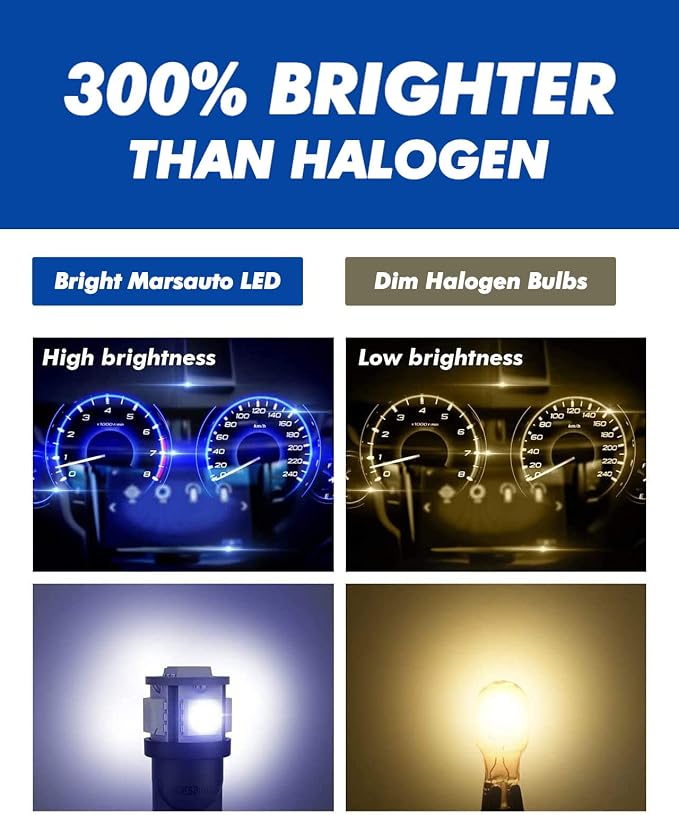 Marsauto 194 LED Bulb Blue 168 T10 2825 5SMD No Polarity Replacement Bulbs for Car Dome Map Door Courtesy License Plate Dashboard Lights Lamp 12V