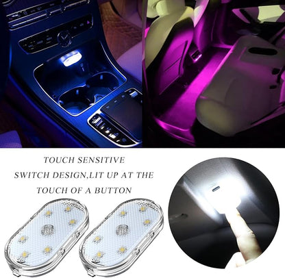Wevdn 2 PCS Car LED Lights Interior Wireless, Magnetic Car Ambient Lighting with 6 Bright LED Lamp Beads, Portable USB Rechargeable Vehicle Interior Led Night Light for Car (Colorful)