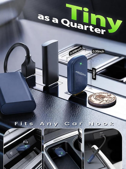 Wireless CarPlay Adapter for iPhone - Wired to Wireless CarPlay Dongle with USB-A/USB-C, Gold-Plated USB, Low Latency, Auto Reconnect, Mini Plug & Play Adapter for OEM Wired Cars 2016+