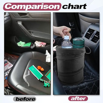 KEVWR Waterproof Oxford Cloth Collapsible Pop Up Car Trash Bag Hanging, Car Trash Can, Mini Vehicle Trash Can, Portable Car Trash Can, Rubbish Bin for Car, Truck, SUV, Minivan, 1 Pack Black
