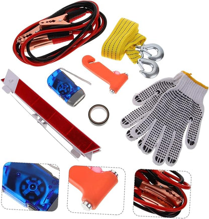 Ciieeo Emergency Roadside Kit for Vehicles Compact Automotive Tool Set with Multi-Functional Accessories for Travel Inspections and Emergency Situations