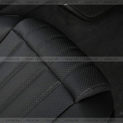 (1 PCS Car Seat Cover Width20.86 by deep 20.86 inches PU Leather Auto Bottom Seat Protector Cover with Comfort Leg Support Pillow Fit Most Front Driver Seat (Beige with Leg Rest)