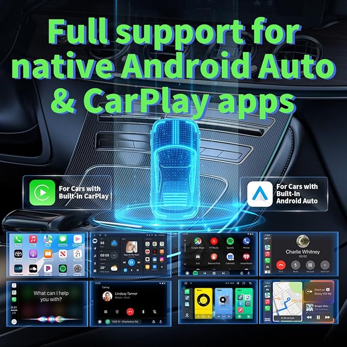 Wireless CarPlay Adapter, Convert Wired to Wireless CarPlay, Silver, Plug & Play, No Delay, USB & USB-C Compatible for Cars 2016+, Compatible with iOS & Android