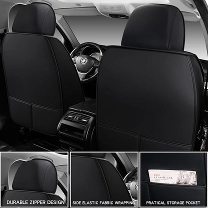 MINGBRON Leather Car Seat Covers Full Set, Universal Faux Leather Car Seat Covers 5 Seats, Automotive Seat Covers for Most Sedans SUVs Trucks, Front and Rear Seat Covers,Wine Red