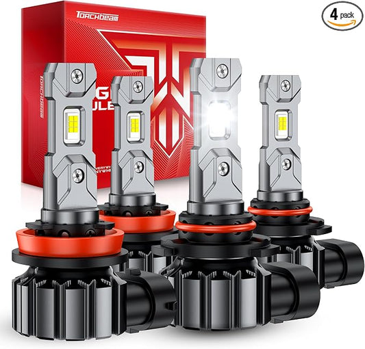 Torchbeam T1S 9005 H11 LED Bulb Set, 2026 Professional 90000LM 6500K, 4-Pack