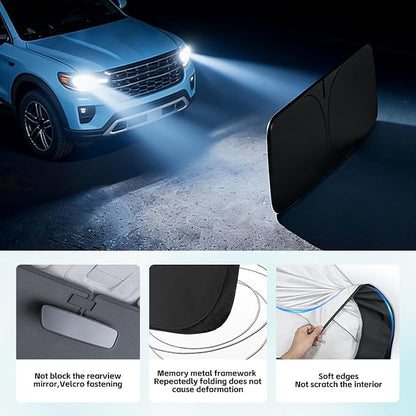 Windshield Sun Shade for Kia Telluride 2020-2026 Sunshade 300T Windshield Cover Protector Blocks UV Rays Custom Fit Telluride Front Window Shades Windshield Accessories Keep Cool Foldable