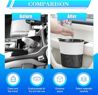 Zpana Car Trash Can, Portable Mini Vehicle Cup Holder Hanging Garbage Container, Multifunctional Automotive Side Door Trash Organizer Can Accessories, Universal for SUV, Sedan, Truck (White)