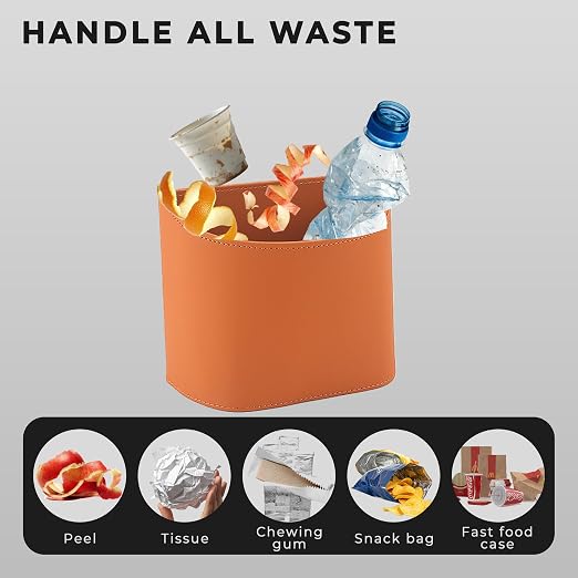 COZILO Leather Car Trash Can – Leakproof & Easy-to-Clean Car Trash Bin for Luxury Cars, SUVs & Trucks | Includes 60 Custom Liners, Secure Hook, Easy Install, Brown