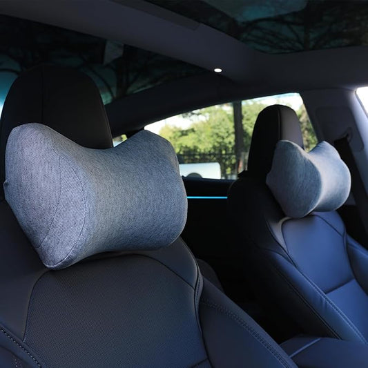 Car Neck Pillow, Car Headrest Pillow with Adjustable Strap for Neck Pain Relief 100% Memory Foam,Ergonomic Design，2 Pack