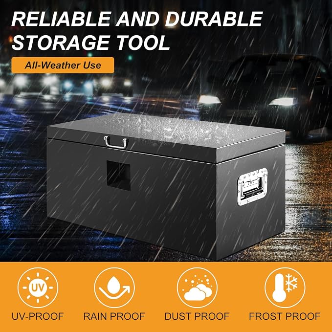 36" Truck Tool Box,Heacy Duty Metal Storage Organizer with Strong locking tongue,Trailer Tongue Box with Safe Hinge, for Truck,Pickup,RV,Garage,Best gift for family and friend,Black Power Coating