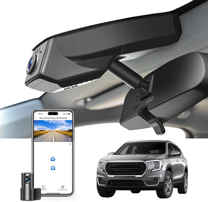 Mangoal Front 4K & Rear 1080p Dash Cam for GMC Terrain 2018-2024(Model B), SL SLE SLT AT4 Denali, Model A & Model B Have Same Models Years but Vehicle Sensor Cover are Different, Free App, 128GB Card