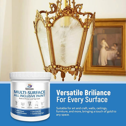Gold Paints 150ml Metallic Liquid Gold Leaf Paint Rich Golds Paint for Metal, Wood, Canvas, Appliance, Furniture, Clay DIY, & Art Handcrafts Fast Drying Acrylic Metallic Finish Artwork & Home Décor