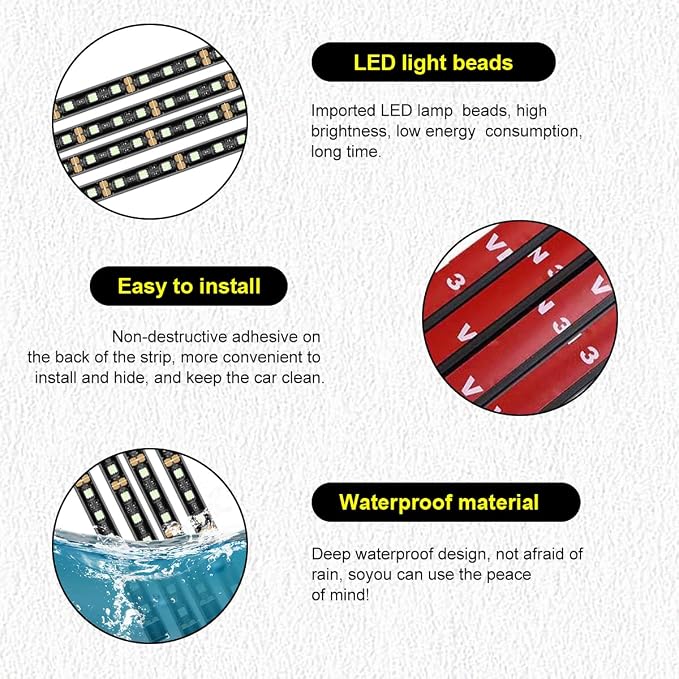 Car LED Strip Light, 48 LEDs RGB Neon Interior Atmosphere Lights, 12V Under Dash Ambient Night Light, USB Port Auto Interior Decorative Lamp, Universal Car Accessories (Green)