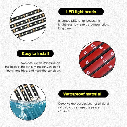 Car LED Strip Light, 48 LEDs RGB Neon Interior Atmosphere Lights, 12V Under Dash Ambient Night Light, USB Port Auto Interior Decorative Lamp, Universal Car Accessories (Green)
