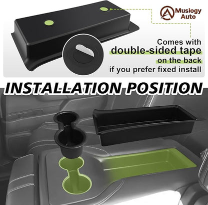 Muslogy Compatible with 2023-2025 2026 Honda Pilot Accessories Second Row Seat Armrest Organizer & Cup Holder Inserts for Rear Seat Interior Console Organizer Storage Tray and Drink Holder 2PCS Set