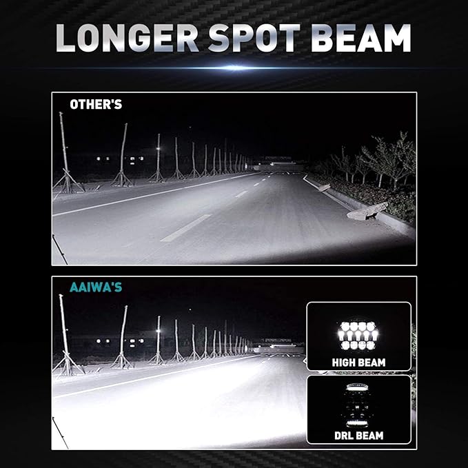 Round LED Work Light, 60W Flood Spot Combo Beam LED Light Bar with Daytime Running Light, 4PCS Off Road Driving Lights for Truck Pickup SUV ATV UTV