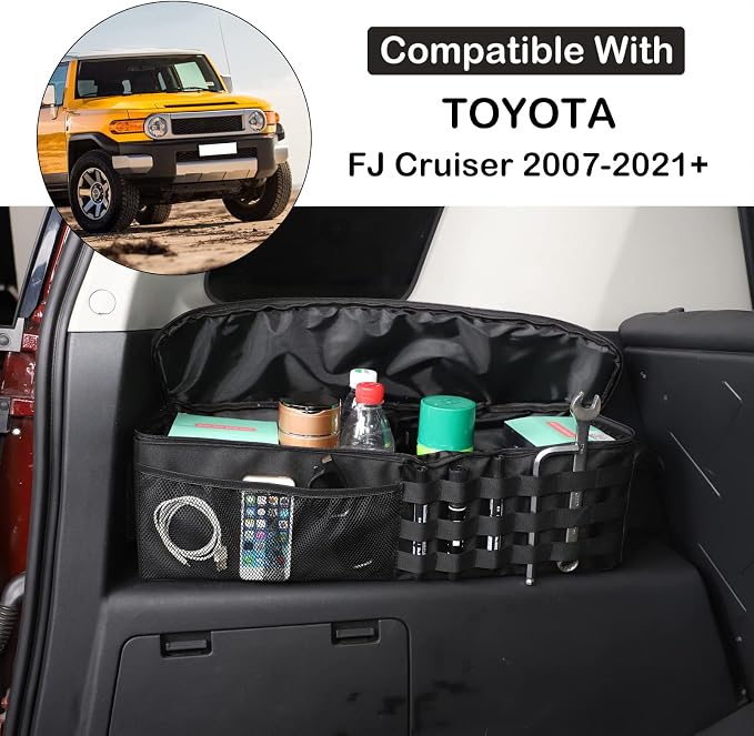Aunginsy Car Trunk Organizer Compatible with Toyota FJ Cruiser 2007-2021+, 1PCS Left Side Trunk Storage Bag Backseat Hanging Storage Multi-Compartment Oxford Cloth Space Saving Interior Accessories
