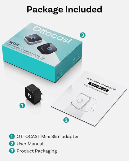 Ottocast Mini Cube 3.0 USB C Wireless CarPlay Adapter, Android Auto Wireless Adapter, Plug & Play with Fast Auto-Reconnect, Mini Car Adapter