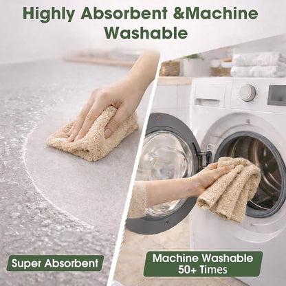Microfiber Cleaning Cloth Roll - 100 Pack Tear Away Microfiber Paper Towels, Reusable, Washable, Scratch-Free, Kitchen Towels for Car, Home, Kitchen, Glass, Dishes (Wheat Beige)