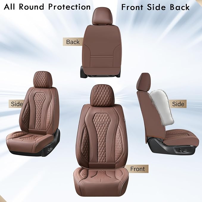 Coverado Seat Covers Front Seats, Coffee Car Seat Covers 2 Pack, Driver Seat Cover, Luxury Automotive Seat Covers, Car Seat Cushion, Front Car Seat Covers Leather Seat Protector Fit for Most Cars
