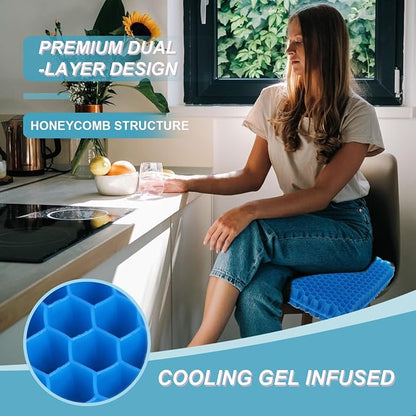 Gel Seat Cushion (20"x20"x2") for The Car or Office Chair, Super Large Gel Cushions for Elderly's Wheelchair, Temperature Neutral Grid Chair Pads for Long Sitting, Tailbone and Coccyx Pain Relief